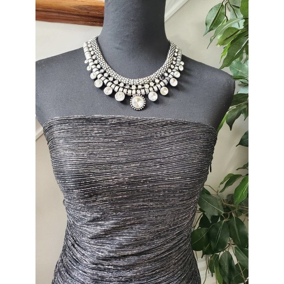 Express Women's Gray Polyester Off The Shoulder Knee Length Dress Size Small - Picture 2 of 11